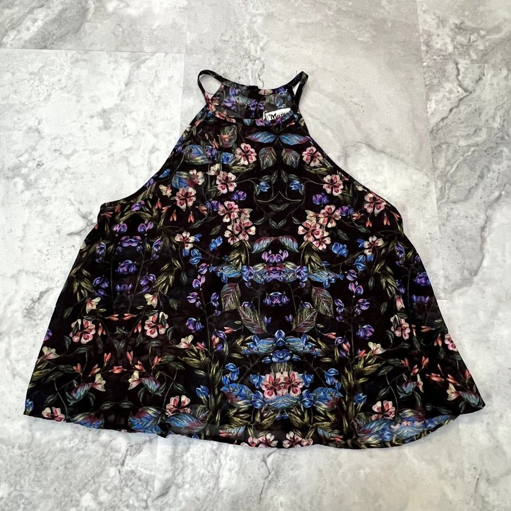 Show Me Your Mumu Crop Top XSmall Black Floral Garden Print Boho Button Back